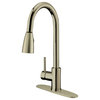 Brushed Nickel Finish Pull-Down Kitchen Faucet LK4B, 1 Hole, 3 Holes