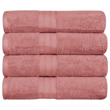 4 Piece Cotton Solid Washable Bath Towel Set, Blush