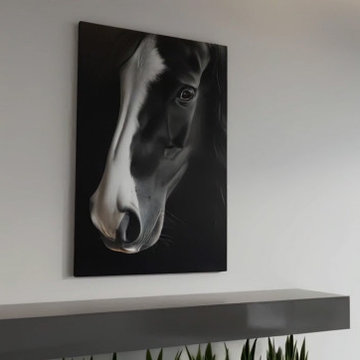 Ebony and Ivory Photorealistic Digital Artwork Prints Equestrian Art