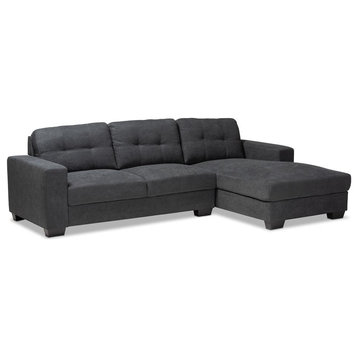 Baxton Studio Langley Modern and Contemporary Dark Grey Fabric Upholstered...