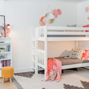 White Classic Bunk Bed with Ladder on end for Teens