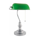 Decorative banker lamp Verda with a nickel base
