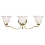 Livex Lighting - Livex Lighting 1353-02 Essex - Three Light Bath Bar - Shade Included.Essex Three Light Ba Polished Brass White *UL Approved: YES Energy Star Qualified: n/a ADA Certified: n/a  *Number of Lights: Lamp: 3-*Wattage:100w Medium Base bulb(s) *Bulb Included:No *Bulb Type:Medium Base *Finish Type:Polished Brass