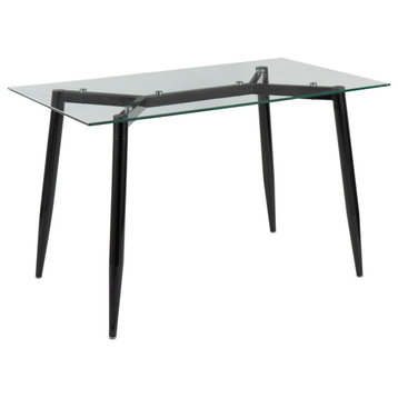 Clara Table, Black Metal, Clear Glass