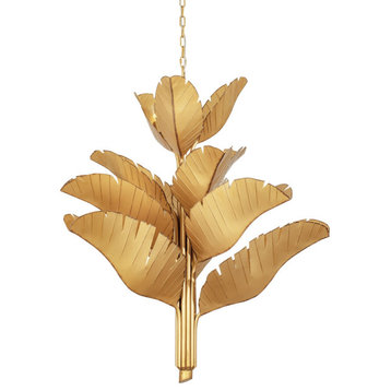 Varaluz 901C12 Banana Leaf 12 Light 44"W Abstract Candle Style - Gold