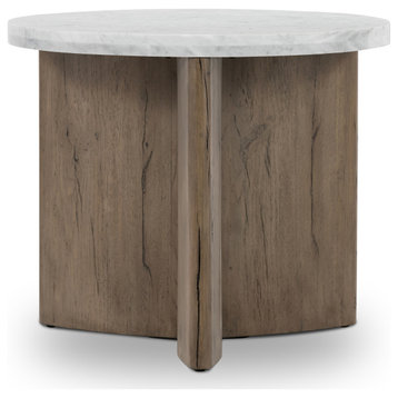 Toli End Table, Italian White Marble