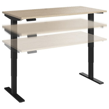 Bowery Hill 59" Engineered Wood Adjustable Standing Desk in Natural Elm/Black