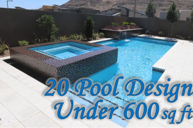 Стильный дизайн: бассейн среднего размера на заднем дворе - последний тренд