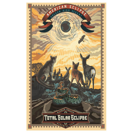 Madras, Oregon Eclipse Art Poster By Artist Paul Art Print, 12"x18"