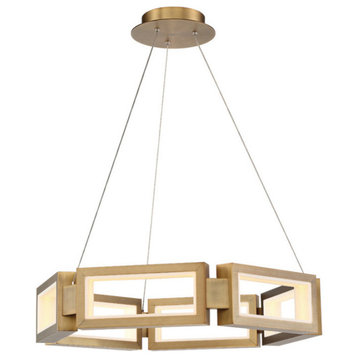 Mies 29" LED Chandelier 3000K, Aged Brass