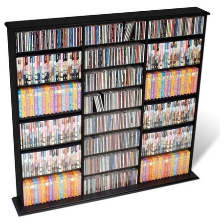 Bowery Hill Adjustable Shelves Laminated Wood Media Storage Rack in Black