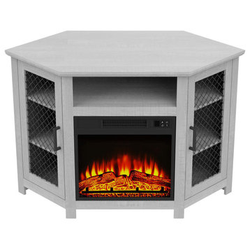 Electric Fireplace TV Stand for TVs Media Console With Shelves, Gray