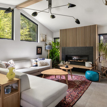 Living room, Persian rug and pouf — Nixon I, Reno interior design by Find Design