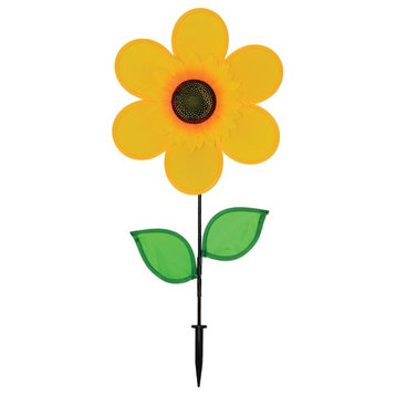 Yellow Sunflower Spinner With Leaves, 12"
