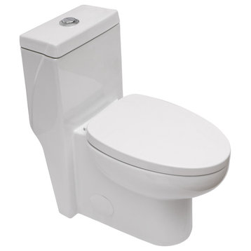 One Piece 1.1GPF/1.6 GPF Siphon Jet Dual Flushing Toilet