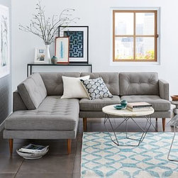 West Elm - Peggy Sectional Set 1: L One Arm Sofa/R Terminal Chaise, Twill, Stone - Sofas And Sectionals