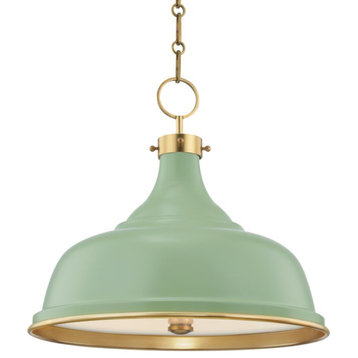 Hudson Valley Painted No.1 3-LT Pendant MDS300-AGB/LFG - Aged Brass/Leaf Green