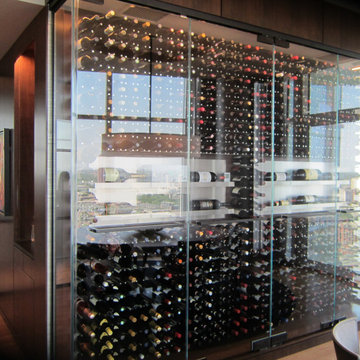 Seamless Glass wine Cellar Doors Dallas Custom Design