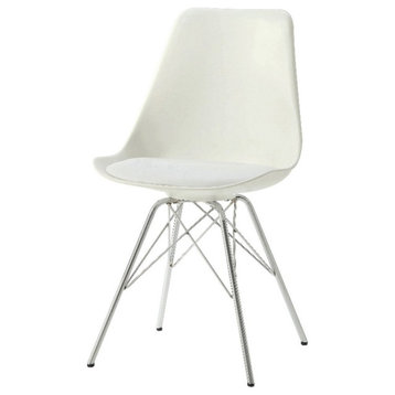 Coaster Armless Faux Leather Dining Chairs in White