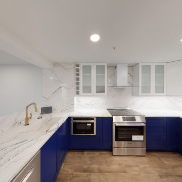 White and Blue Kitchen Remodeling
