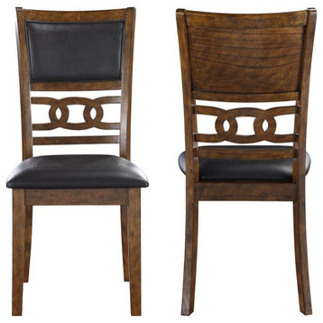 Furniture Gia Faux Leather Dining Chairs in Brown (Set of 2)