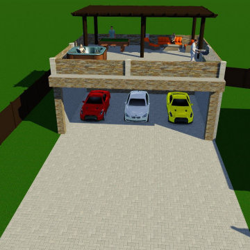 Carport and  2nd story BBQ  Kitchen - Top View