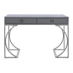 Worlds-Away - Vanessa Desk, Gray, Nickel - Desks And Hutches
