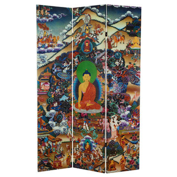 6' Tall Footprints of Enlightenment Double Sided Canvas Room Divider