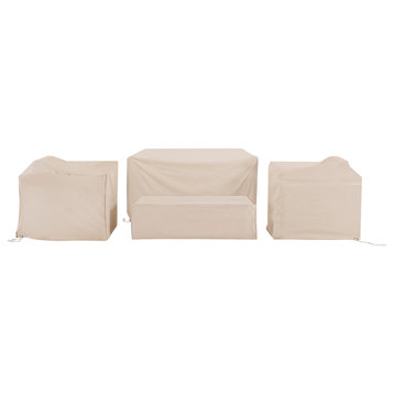4-Piece Furniture Cover Set, Tan, Loveseat, 2 Chairs, Coffee