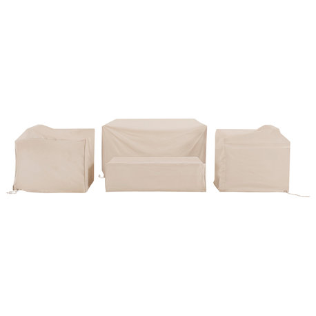 4-Piece Furniture Cover Set, Loveseat, 2 Chairs, Coffee, Tan
