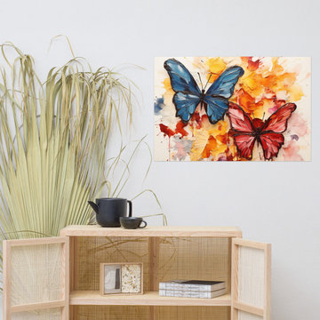 Trendy Posters for Bedroom: Butterflies in Bloom Painting Digital Artwork Loose