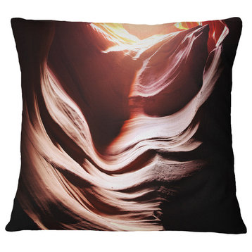 Antelope Canyon in Brown Shade Landscape Photography Throw Pillow, 16"x16"