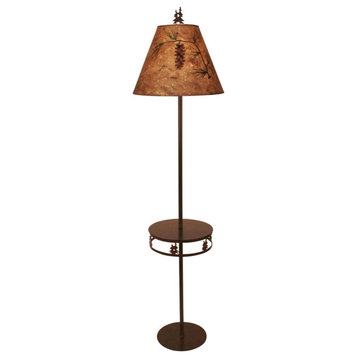 Burnt Sienna and Rust Iron Round Double Tree Band Tray Floor Lamp