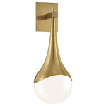 Mitzi by Hudson Valley Lighting - Mitzi Ariana 1-Light Wall Sconce E26 Medium Base A15 Bulb Opal Glossy, Aged Bras - An opal-glass shade effortlessly drops from a smooth, wave-like holder in this fixture that oozes style. Available in a wall sconce, pendant, bath and vanity and stunning 12-light chandelier, there's an option for every room in the house.