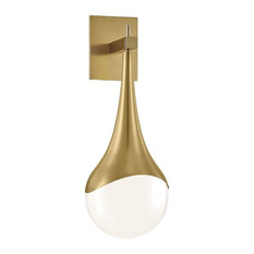 Mitzi Ariana 1-Light Wall Sconce E26 Medium Base A15 Bulb Opal Glossy, Aged Bras