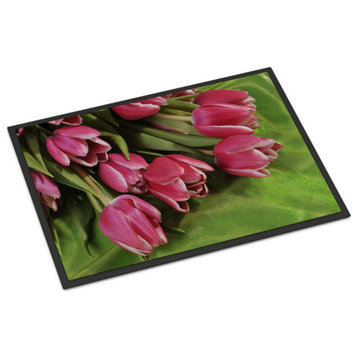 Pink Tulips Indoor Or Outdoor Mat 24X36 Aph5048Jmat, 24"x36", Multicolor