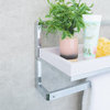 Danya B. Wall Mounted Chrome Towel Rack and Shelf With Removable White Tray