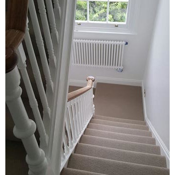 Brown Carpet Installation to Stairs
