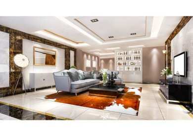 Example of a trendy living room design in Philadelphia