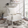 Kaylee Spindle Chair in Linen Beige Fabric with White Frame