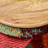 GDF Studio Alvin Multi Colored Cotton End Table with Mango Wood Top