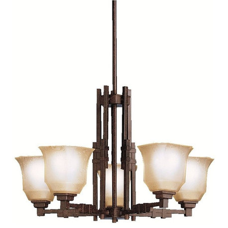 Kichler Silverton 5-Light Chandelier Tannery Umber Marble Glass, Bronze