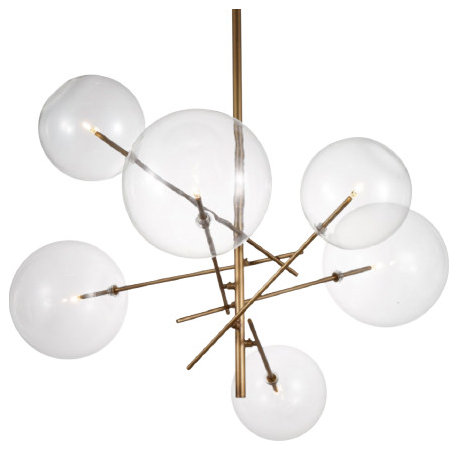 Klare 6-Light Sputnik Chandelier, Antique Brass With Adjustable Arms