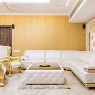 Idéer för ett mellanstort modernt separat vardagsrum, med ett finrum och kalkstensgolv