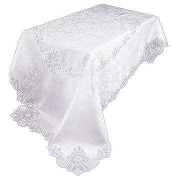 Antebella Lace Embroidered Cutwork Tablecloth, White, 72"x108"