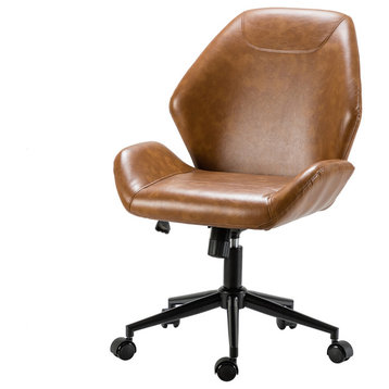 Swivel Office Task Chair With Adjustable Height, Camel