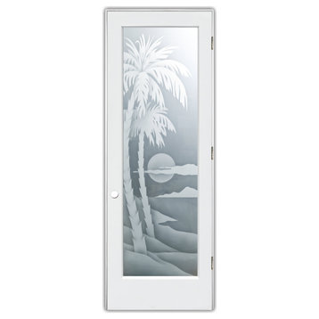 Pantry Door - Palm Sunset - Primed - 28" x 96" - Knob on Left - Pull Open