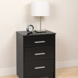 Prepac Coal Harbor Black 3-Drawer Tall Nightstand - Nightstands And Bedside Tables