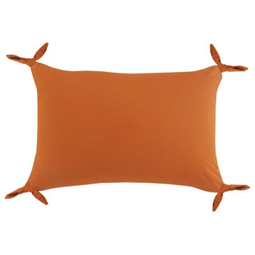 Solid Orange Corner Tie Throw Pillow, 16" X 24"