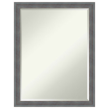 Dixie Grey Rustic Beveled Wood Bathroom Wall Mirror - 20.25 x 26.25 in.